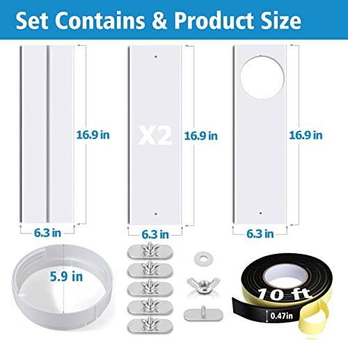 Sikadeer Universal Window Seal Kit For Portable Air Conditioner Of Exhaust Hose 5.9 Inch Diameter With Coupler Adjustable Ac Vent Kit Pvc Seal For Sliding Window #TOP1