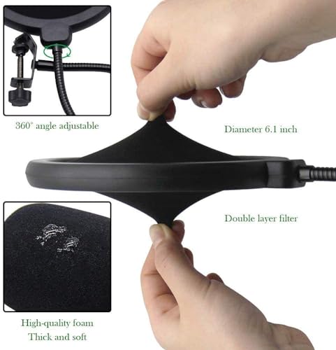 Image of CLAPONE Microphone Stand for Voice Recording, For Singing, Microphone Stand with Pop Filter for Singing Studio Recording Mic Holder for Broadcasting