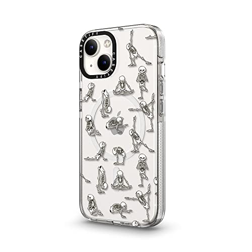 Coque transparente iPhone 14 Magsafe yoga squelette blanc