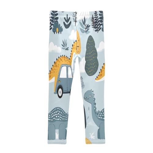 Bolaz Toddler Girls Leggings Printed Yoga Pants Leggings Blue Yellow Dinosaur for Kids2
