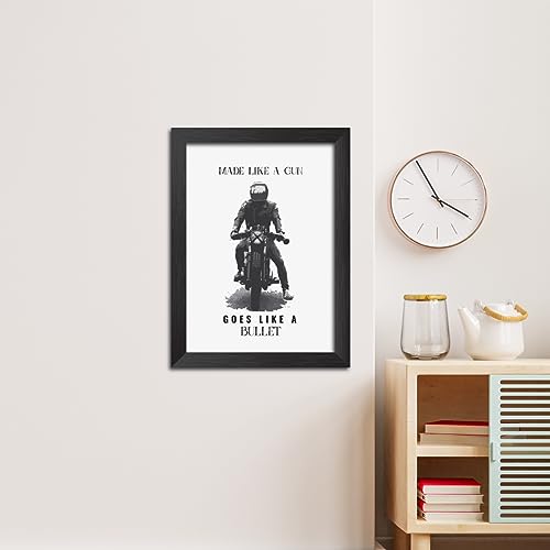 Image of TenorArts Royal Enfield Riding Posters Photo Frame Bikers Bullet Rider Motivational Quotes Laminated Poster Framed Painting with Matt Finish Frames (9inches x 12inches)