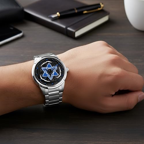 Image of Branded Men's Sport Quartz Watch Ninja Wheel Dial 360 Rotating Casual Fashion Stainless Steel Alloy Mens & Boy's Luxury Metal Gift Creative Watch