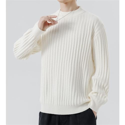 Sweater Men's Basic Sweater Warm Pit Striped Sweater Men's Fall Pullover Crew Neck(Medium)2