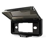 Enrock Marine Single DIN Stereo Receiver Dash Kit Cover Protector for Boat/Yacht/Off Road Vehicles (Black) - UV-Resistant, Spring Loaded Tinted Flip Top Door