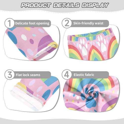 Toddler Girls Leggings Printed Yoga Pants Leggings Rainbow Cat Paw Print for Kids3