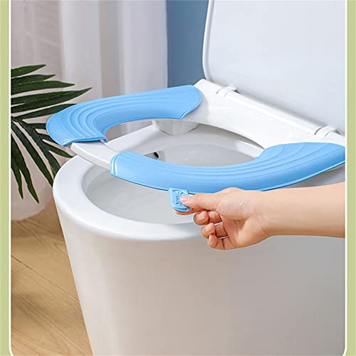 CRAFX Weiche Toilettensitzauflage mit Griffen, waschbare Toilettenwärmerauflagen, warm, hautfreundlich für universelle Toilettenauflagen,blau – Bild 3