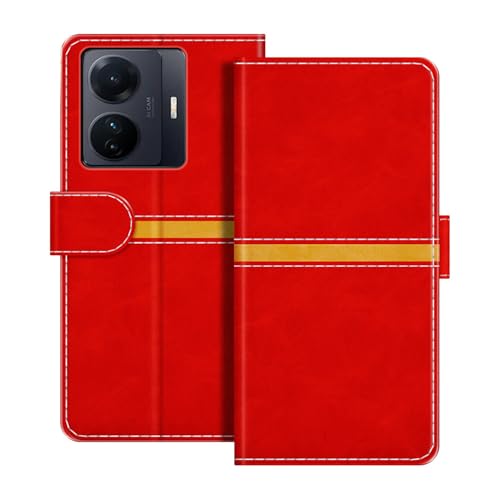 ESACMOT ���U�[�E�H���b�g�P�[�X Vivo T1 (Snapdragon 778G) �Ƃ̌݊������� ���X�g���C�v�f�U�C�� �J�[�h���[�t�� �}�O�l�b�g���蒠�^�J�o�[ (���b�h)