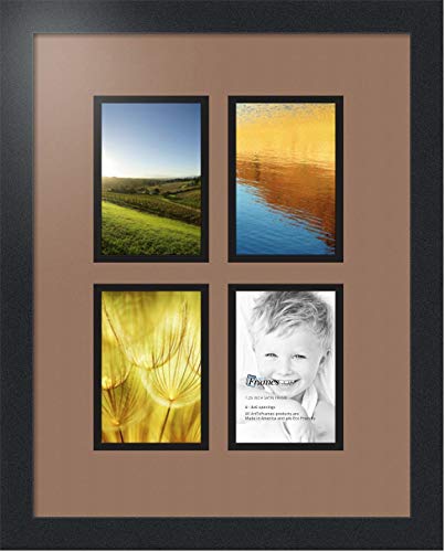 ArtToFrames Collage Photo Frame Double Mat with 4 - 4x6 Openings and Satin Black Frame