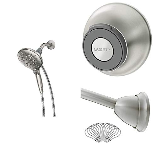 Regadera Moen Engage Magnetix de 6 funciones, 5,5 pulgadas, con base remota Magnetix y varilla para ducha, acabado Spot Resist cepillado niquelado miniatura 1