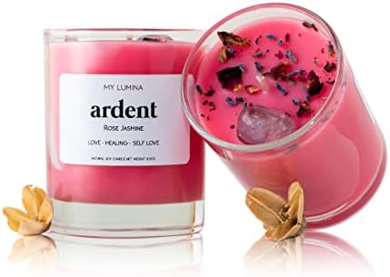 My Lumina Ardent Love Pink Candle - Romantic Sweet Love Candle Natural Soy Wax - Rose and Jasmine Natural Scented Purifying Candle for Aromatherapy