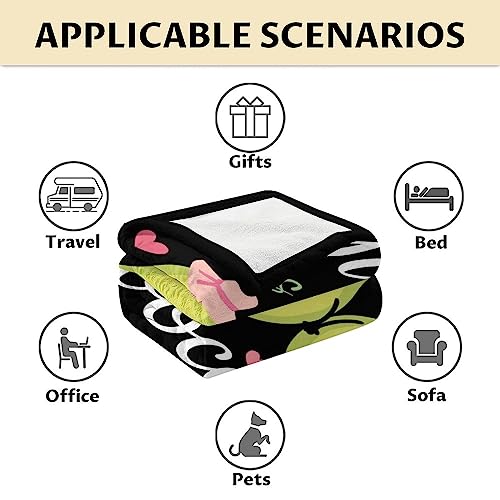 Blanket for Girls - 40"x50" Cute Avocado Throw Gifts - Black Soft Fuzzy Blankets for Bed, Couch & Living Room