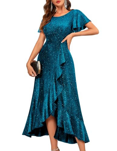 Image of BeryLove Womens Wedding Guest Dress Sequin Formal Dresses for Women | Stunning evening gowns for women suitable for prom homecoming bridesmaid and mother of the bride formal events