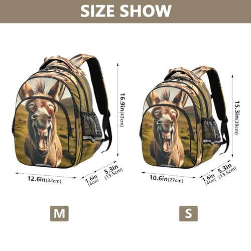 17 Inch Backpack for Kids, Donkey Laughing Ergonomic Backpack for Kids4