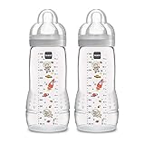 MAM Easy Active Baby Bottles 11oz, Fast Flow Skinsoft Silicone Nipple with Wide Neck Ergonomic Design, Easy to Hold, BPA-Free, Bottles with Leak-Proof Caps for 4+ Months Baby