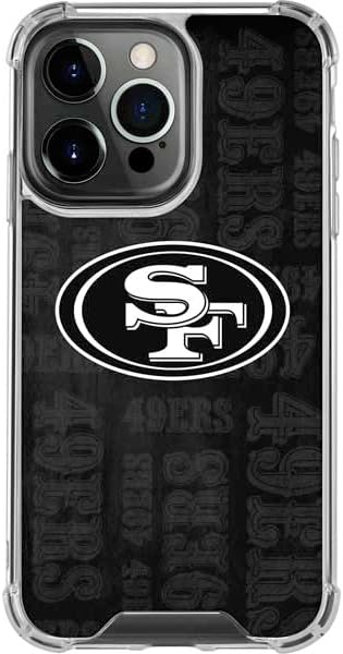 Skinit Clear Phone Case Compatible with iPhone 14 Pro - Officially Licensed NFL San Franciso 49ers Black & White Design