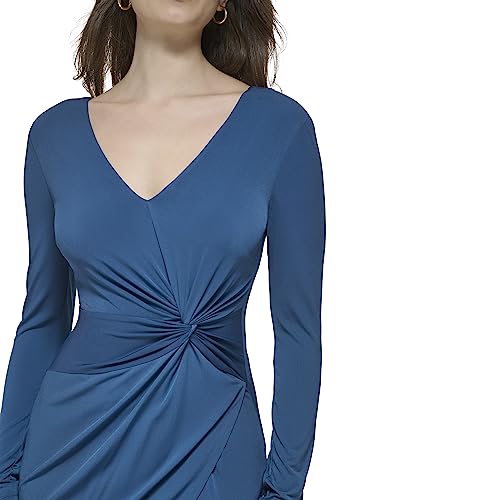 Image of Guess Women's Knot Detail Fitted Long Sleeve V-Neck Dress