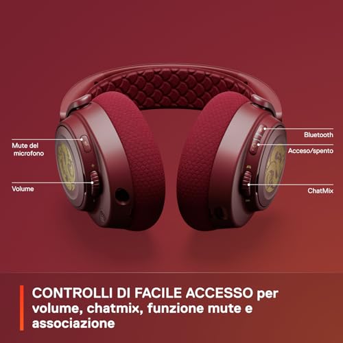 Arctis Nova 7 Wireless Cuffia da gaming multipiattaforma - Dragon Ed - Due set di auricolari - Dual Wireless da 2,4 GHz e Bluetooth - Batteria a carica rapida da 38 ore PC, PS, Switch - Cuffia gaming - Immagine 11