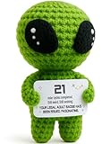 21st Birthday Gifts – Handmade Crochet Alien Plush with Funny Legal Adult Birthday Message Card – Cute 21 Years Old Celebration Gift for Him or Her, Bday Milestone Keepsake