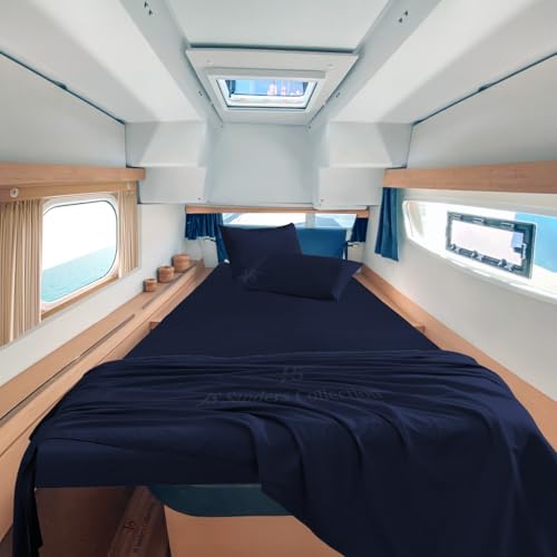 JS Sanders Egyptian Cotton V Berth Sheet Set, Navy Blue
