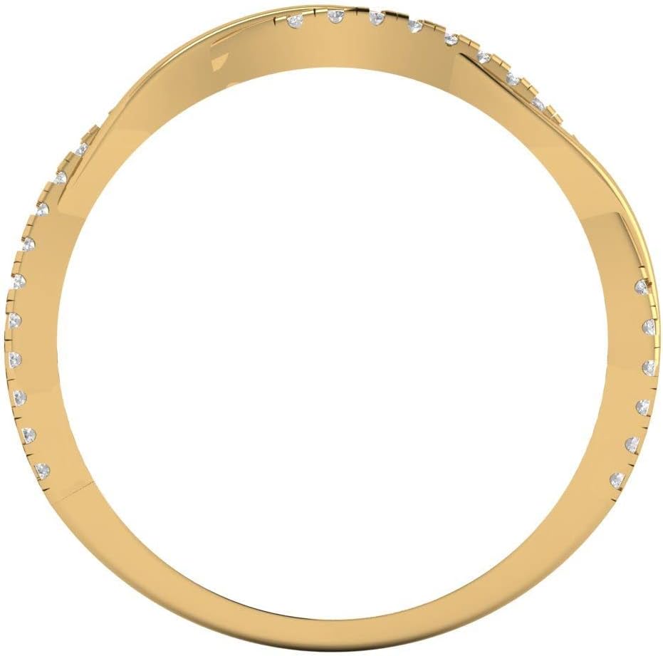 Clara Pucci 14K Yellow Gold Wedding Band for Women | Stacking Classic Comfort Fit | Engagement Bridal Jewelry | 0.16 TCW Round Cut Simulated Diamond (1.0mm) - Image 4