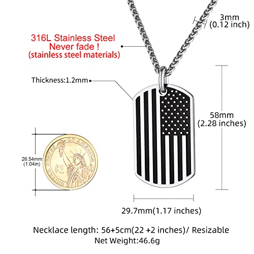 Goldchic Jewelry Patriotic Usa Flag Pendant Stainless Steel Dog Tags Necklace, Patriot Necklace For Men #TOP6