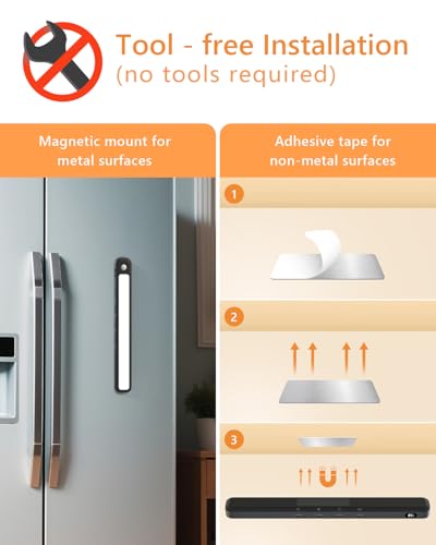 Image of WILLED Under Cabinet & Closet Lights, Motion Sensor, Rechargeable, Magnetic, 3 Color Temps, Dimmable LED Light Bar for Indoor Kitchen Counter (4 Pack, Black)