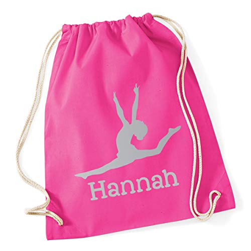 Hippowarehouse (Personalised Name gymnastics Drawstring Cotton School Gym Bag 37cm x 46cm, 12 litres