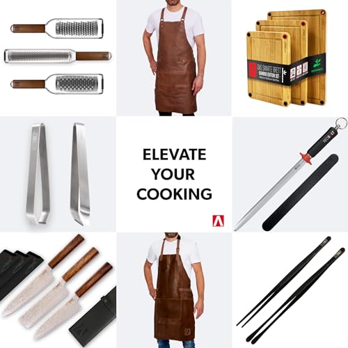 REDSALT® Premium Lederschürze 100% Rindsleder 84x62cm Crossback braun | Profi BBQ Grillschürze | Arbeitsschürze Küche Gastronomie Bar Barista | Kochschürze Küchenschürze Schürze Geschenke für Männer