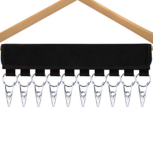QUMENEY Cintre de rangement pour casquettes, 10 clips en acier inoxydable pour placard, chapeaux, écharpes, chaussettes, cravates, sur la porte pour voyage, hôtel, maison, armoire Cover
