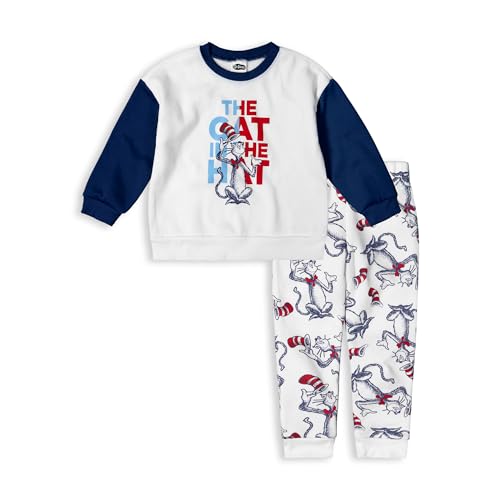 Image of Dr. Seuss Cat in the Hat Boys Fleece Sweatshirt and Pants Set for Toddler