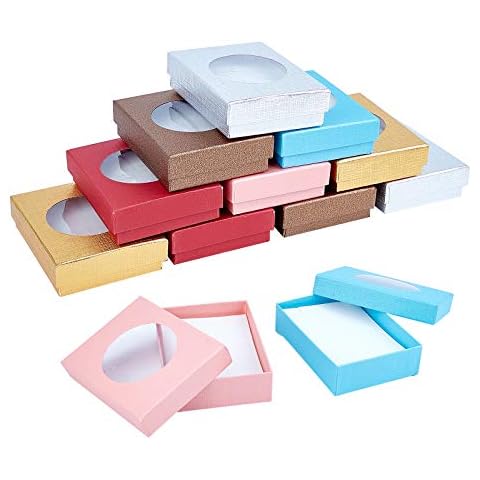 NBEADS 12 cajas de joyería de cartón con ventana Cover