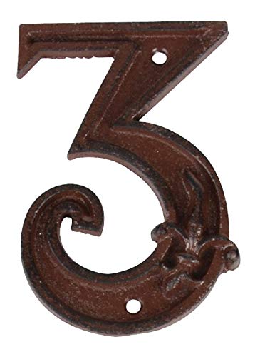 degawo Número 3 para casa de hierro fundido, robusto, rústico y atemporal, color marrón.