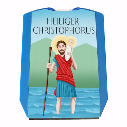 speecheese Heiliger Christophorus - HC bunt Parkscheibe mit 2 Einkaufswagenchips Parkuhr mit Schutzpatron als Geschenk für Fahranfänger damit man Immer sicher Fahren kann und keinen Unfall
