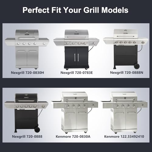 Grill Grease Tray Replacement Parts for Nexgrill 4 Burner 720-0830H, 720-0783E, 720-0888, 720-0888N, 720-0830A, Adjustable 24''-30'' Gas Grill Drip Pan, Heat Plates Shield, Burner Tubes and Igniters.