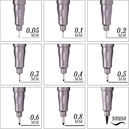 Image of ARTIOS Premium Fineliner Pens - Set of 9 Black Micro Pens (0.05mm to 0.8mm) | Fine Liners for Writing, Drawing, Sketching & Mandala Art | Archival Quality Ink - Waterproof, Fade-Proof, Smudge-Proof