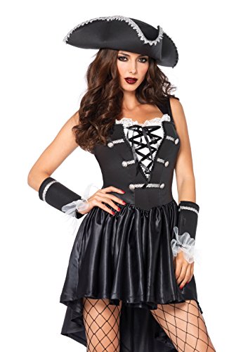 Leg Avenue Women's 3 Piece Captain Heart, black/White, Medium/Large