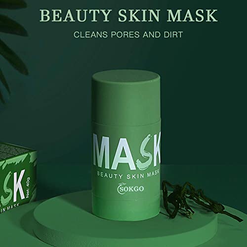 Carlos-Ccc Green Tea Purifying Clay Face Mask, Face Moisturizes Oil Control Blackhead Remover Deep Clean Pore Purifying Clay Stick Deep Cleansing Mask, For All Skin Men Women #TOP2