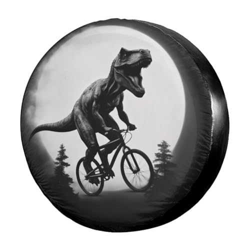 Image of Delerain Spare Tire Cover Dinosaur Moon Ride Bike Wheel Covers Waterproof Dust-Proof UV Sun Universal Fit for Trailer RV SUV Truck and Many Vehicle (17 Inch for Diameter 31 inch-33 inch)