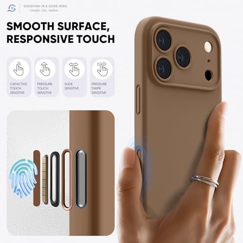 GOODVISH Etui 4 w 1 do iPhone'a 17 Pro, płynny silikon premium z [2x osłoną ekranu HD + przycisk sterowania kamerą], pełna ochronna osłona obiektywu, miękka podszewka z mikrofibry, etui na telefon