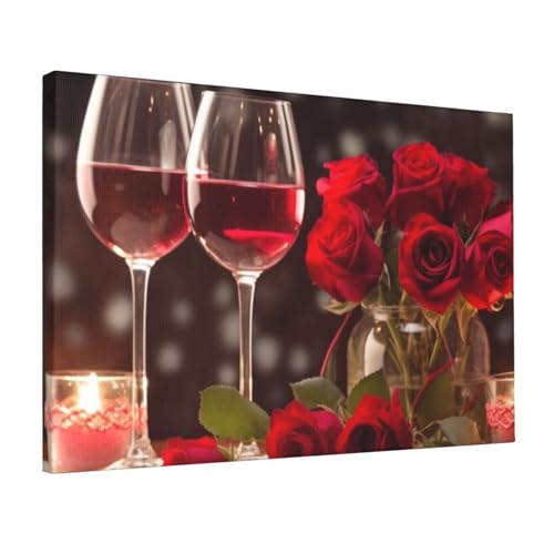 Toile murale roses et verres à vin pour raviver un mur terne