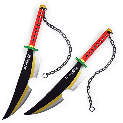 LOJOO Schwerter 2 x Anime Samurai Cosplay Demon Slayer Schwert, Bambusklinge Katana, ca. 84 cm, für Rollenspiele und Sammlung (Color : Black, Size : Basic Model) Cover