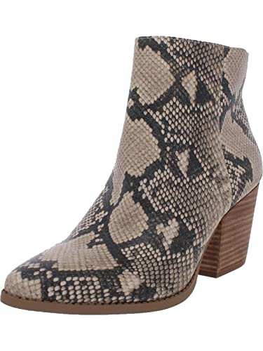 Sun + Stone Womens Eryn Snake Print Block Heel Boot Ivory 8.5 Medium (B,M)