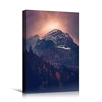 Canvas Wall Art Mountain View Sunset Coastal Multicolor Photography Relax/Calm Romantics Sunset - 12x18 inches