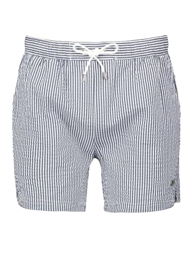 Hugo Boss Men's Velvetfish Black Striped Seersucker Swim Trunks