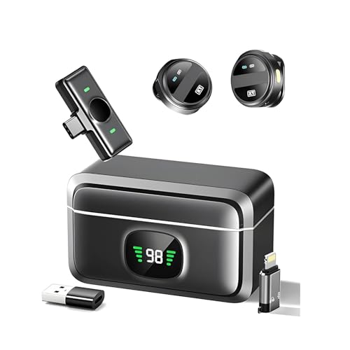 Double radio Lavalier Micr rechargeable avec étui pour enregistrement