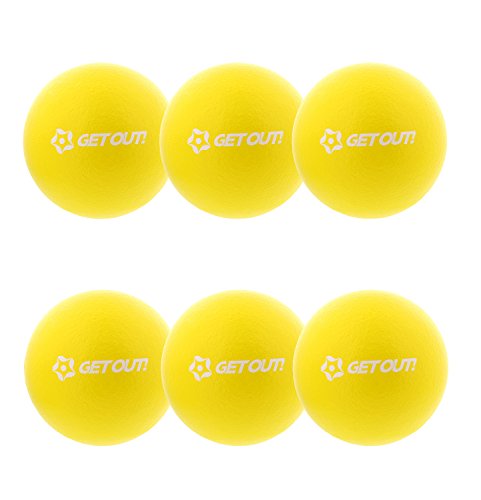 Get Out! Soft Dodgeball Balls - Latex-Free 6 Inch Playground Balls 6 Pack Yellow Dodgeball Foam Ball Set