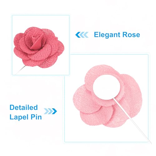 Image of PATIKIL Flower Boutonnieres Pin, Handmade Camellia Lapel Pin for Men Women Suit Wedding Graduation Anniversary Brooch Outfit Accessories