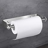 Soporte de rollo de papel plateado, la superficie adopta un proceso de trefilado, la apariencia está de moda y la estructura adopta un diseño de conexión de hebilla, que puede prevenir efectivamente que se caiga.