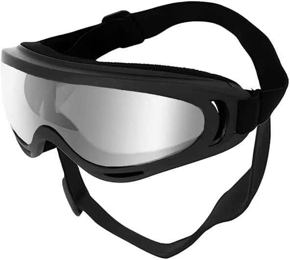 Dog Goggles for Large Dogs, UV Protection, Windproof Outdoor Riding Pet Glasses with Adjustable Strap (Silver)