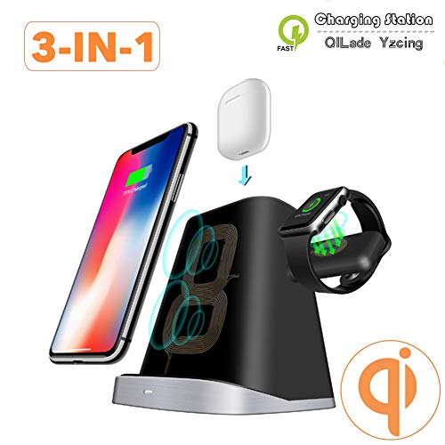 3 IN 1 Qi Wireless Ladegerät Pad für Airpod für Apple Watch 1/2/3/4 Schnellladestation Station für iPhone XR XS X 8 für Samsung